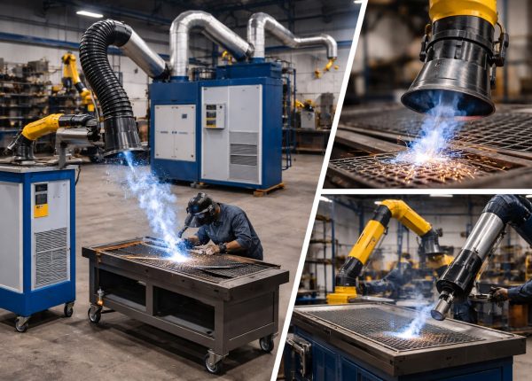 different types of welding fume extractor systems in industrial manufacturing